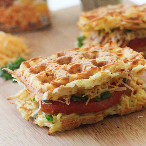 Waffle Iron Hashbrown Sandwiches